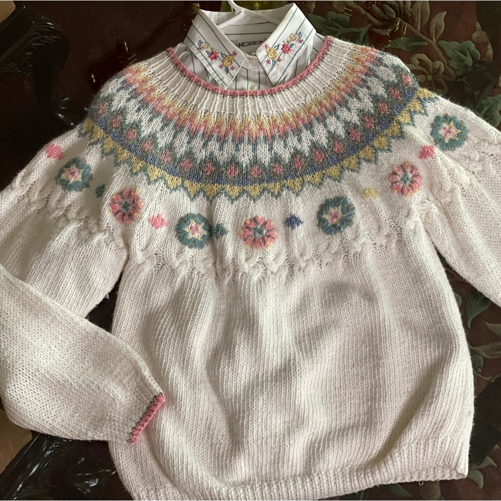 Koret Button-up Embroidered Layered Crewneck